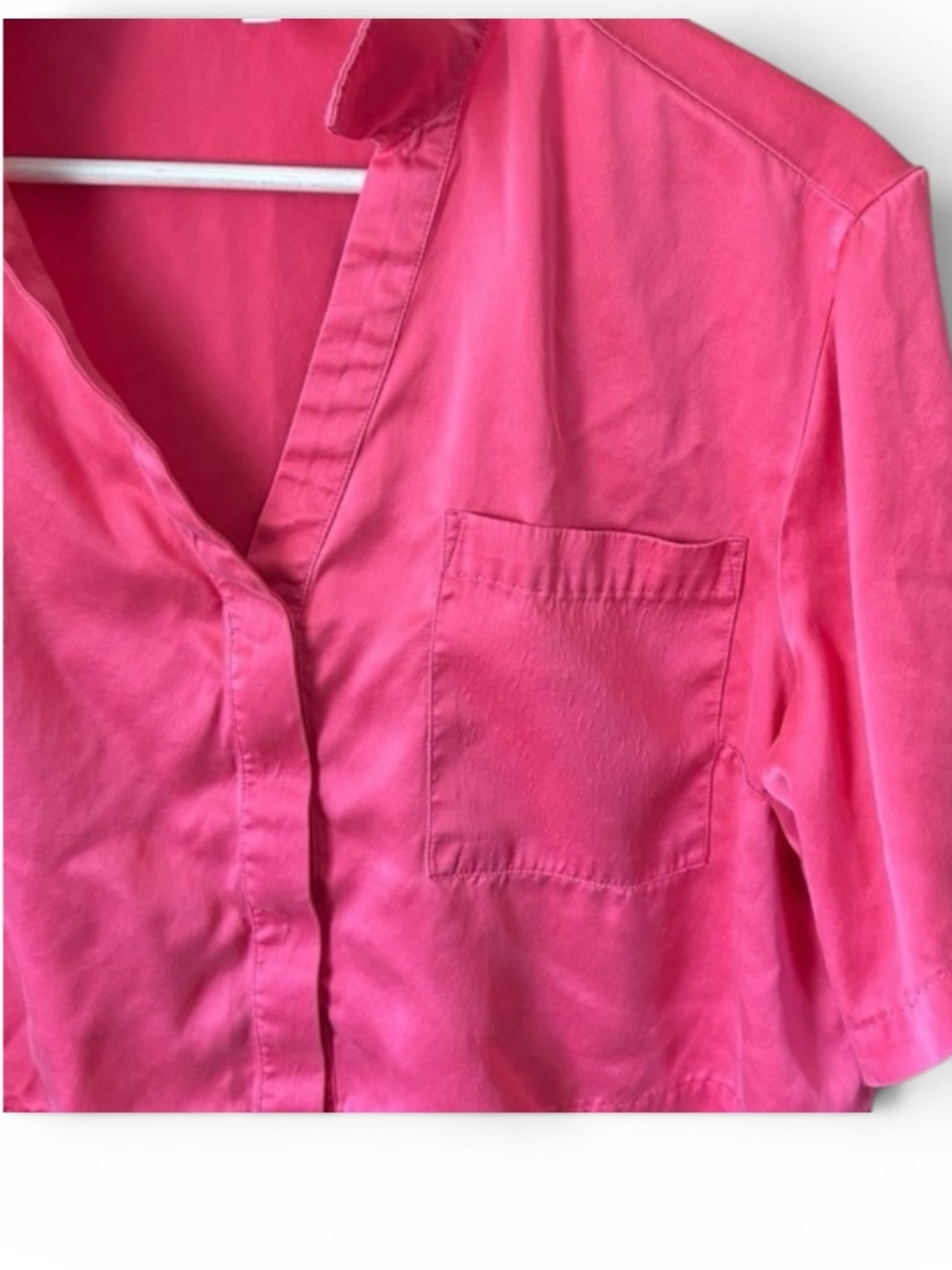 Lunya 100% Washable Mulberry Silk Cropped Button-Front Shirt | Outro Coral | Siz - Picture 3 of 5